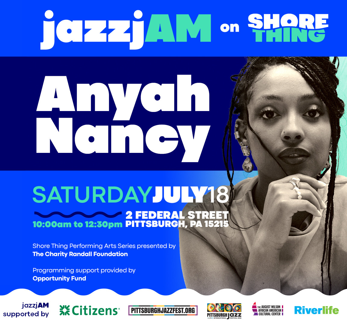 jazz jam on Shore Thing -- Anyah Nancy - Saturday, July 18 at 10 AM